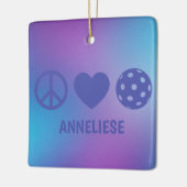 Gepersonaliseerde Peace Love Pickleball Gradient Keramisch Ornament (Links)