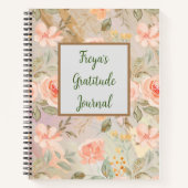Gepersonaliseerde Peach Bloemen Dankbaarheidsdagbo Notitieboek (Voorkant)