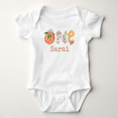 Gepersonaliseerde Peach Eerste Verjaardag Baby Bod Romper (Voorkant)