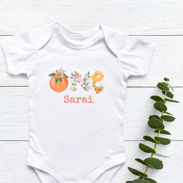 Gepersonaliseerde Peach Eerste Verjaardag Baby Bod Romper