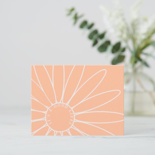 Gepersonaliseerde Peach Fuzz Daisy Flower Briefkaa Briefkaart (Staand voorkant)