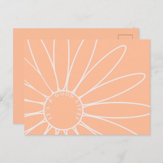 Gepersonaliseerde Peach Fuzz Daisy Flower Briefkaa Briefkaart (Voorkant / Achterkant)