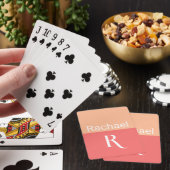 Gepersonaliseerde Peach Monogram naam Pokerkaarten (Insitu)