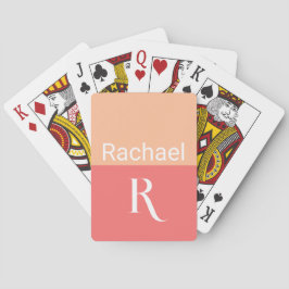 Gepersonaliseerde Peach Monogram naam Pokerkaarten