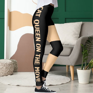 Gepersonaliseerde Peach Navy Black Cat Mom Schatti Leggings