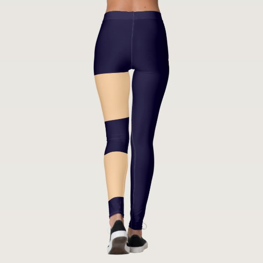 Gepersonaliseerde Peach Navy Blue Cat Mom Schattig Leggings (Achterkant)