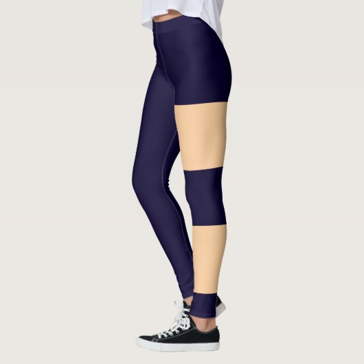 Gepersonaliseerde Peach Navy Blue Cat Mom Schattig Leggings (Links)
