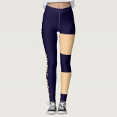Gepersonaliseerde Peach Navy Blue Cat Mom Schattig Leggings (Voorkant)