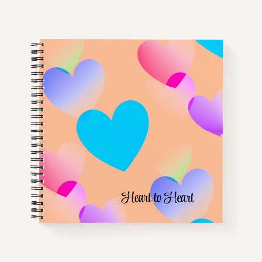 Gepersonaliseerde Peach Oranje "Hart tot Hart" Jou Notitieboek (Voorkant)