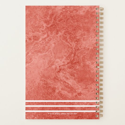 Gepersonaliseerde Peachy Geagatizeerde Marbling Pl Planner (Achterkant)