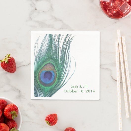 Gepersonaliseerde Peacock Feather Napkin Servetten (Insitu)