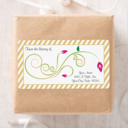 Gepersonaliseerde Pear Sand Swirl Bookplate Etiket (Insitu)