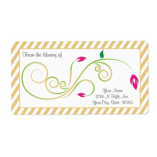 Gepersonaliseerde Pear Sand Swirl Bookplate Etiket (Voorkant)