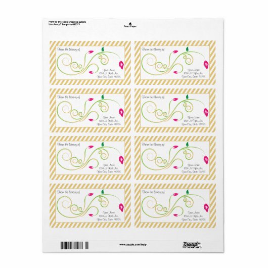 Gepersonaliseerde Pear Sand Swirl Bookplate Etiket (Full Sheet)
