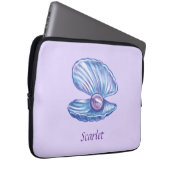 Gepersonaliseerde Pearl Seashell Paarse Elektronic Laptop Sleeve (Voorkant Rechts)