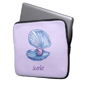 Gepersonaliseerde Pearl Seashell Paarse Elektronic Laptop Sleeve (Voorkant Links)