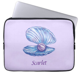 Gepersonaliseerde Pearl Seashell Paarse Elektronic Laptop Sleeve
