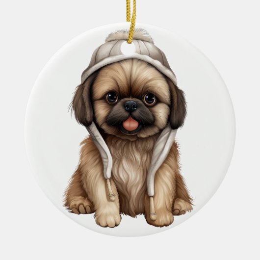 Gepersonaliseerde Pekingese hond Keramisch Ornament (Voorkant)