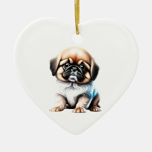 Gepersonaliseerde Pekingese Puppy Keramisch Ornament (Voorkant)