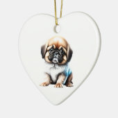 Gepersonaliseerde Pekingese Puppy Keramisch Ornament (Links)