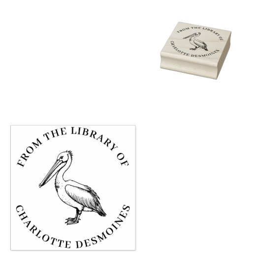 Gepersonaliseerde Pelican Book Stamp Custom Ex Lib Rubberstempel (Gestempeld)