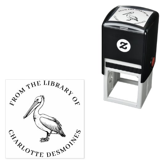 Gepersonaliseerde Pelican Book Stamp Custom Ex Lib Zelfinktende Stempel (In situ)