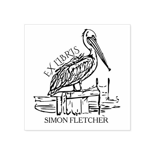Gepersonaliseerde Pelican Ex Libris Boekplaat Rubberstempel (Afrduk)