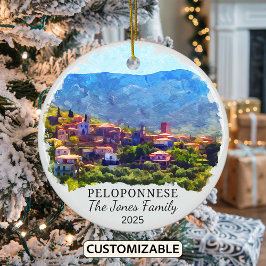 Gepersonaliseerde Peloponnesos Ornament, Griekenla Keramisch Ornament