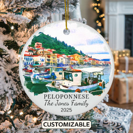 Gepersonaliseerde Peloponnesos Ornament, Griekenla Keramisch Ornament