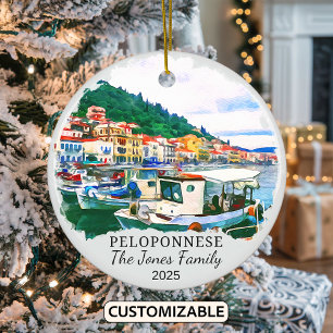 Gepersonaliseerde Peloponnesos Ornament, Griekenla Keramisch Ornament