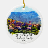 Gepersonaliseerde Peloponnesos Ornament, Griekenla Keramisch Ornament (Voorkant)