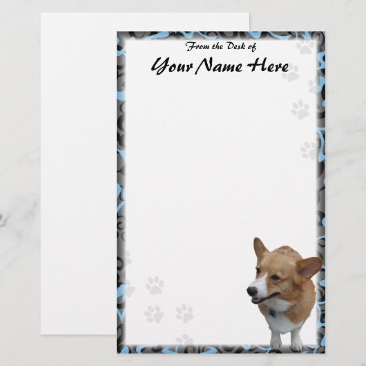 Gepersonaliseerde Pembroke Welsh Corgi Stationery  Briefpapier (Voorkant / Achterkant)