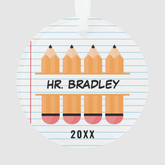 Gepersonaliseerde Pencil Waardering Leraar Verjaar Ornament (achterkant)