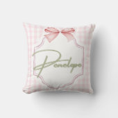 Gepersonaliseerde Penelope Baby Girl Nursery Gingh Kussen (Voorkant)