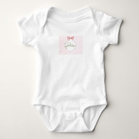 Gepersonaliseerde Penelope Baby Girl Nursery Gingh Romper (Voorkant)
