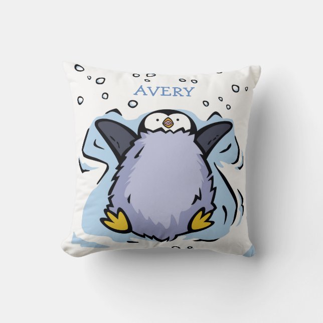 Gepersonaliseerde Penguin Chick Angel Kussen (Voorkant)