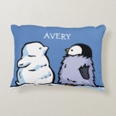 Gepersonaliseerde Penguin Chick Snow Kwekerij Kuss Accent Kussen (Achterkant)