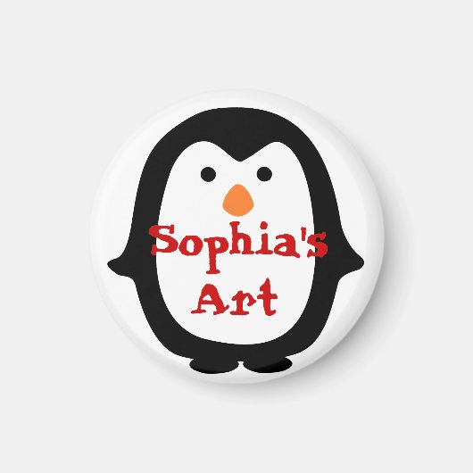 Gepersonaliseerde Penguin Child's Artwork Magnet (Voorkant)