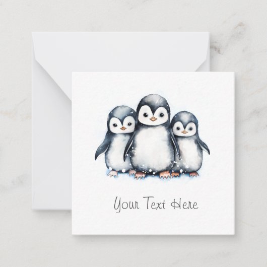 Gepersonaliseerde Penguin Flat Note Kaart Notitiekaartje (Voorkant)