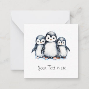 Gepersonaliseerde Penguin Flat Note Kaart Notitiekaartje
