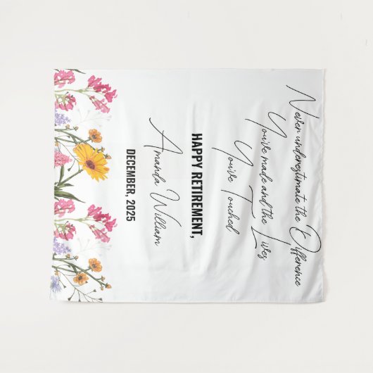 Gepersonaliseerde Pensioen Deken bloem Custom Gift Wandkleed (Voorkant (horizontaal))