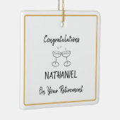 Gepersonaliseerde pensioen Keepsake Hangende Plein Keramisch Ornament (Rechts)
