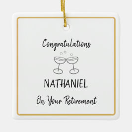 Gepersonaliseerde pensioen Keepsake Hangende Plein Keramisch Ornament