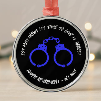 Gepersonaliseerde Pensioen Politie Handboeien Metalen Ornament