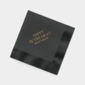 Gepersonaliseerde pensioen zwart en goud folie servetten (Links)