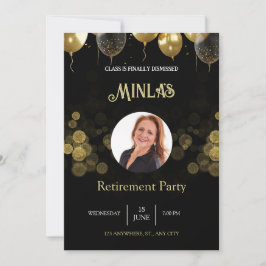 Gepersonaliseerde Pensioenpartij Gouden Zwarte Kaa Kaart