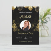 Gepersonaliseerde Pensioenpartij Gouden Zwarte Kaa Kaart (Staand voorkant)