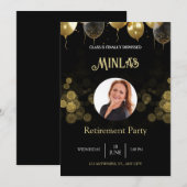 Gepersonaliseerde Pensioenpartij Gouden Zwarte Kaa Kaart (Voorkant / Achterkant)