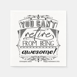 Gepersonaliseerde Pensioenquote Zwarte Typografie  Servet