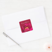 Gepersonaliseerde Peony Roos Ruby Red 40ste Jubile Vierkante Sticker (Envelop)